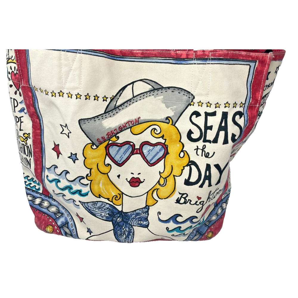 Brighton Canvas Tote Seas The Day Anchor Nautical Tote Beach Bag Beach‎ Core